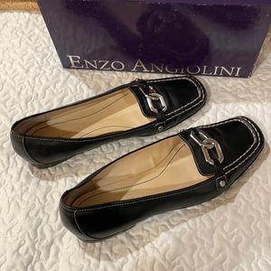 Enzo Angiolini Black Leather Loafers 10 Wide